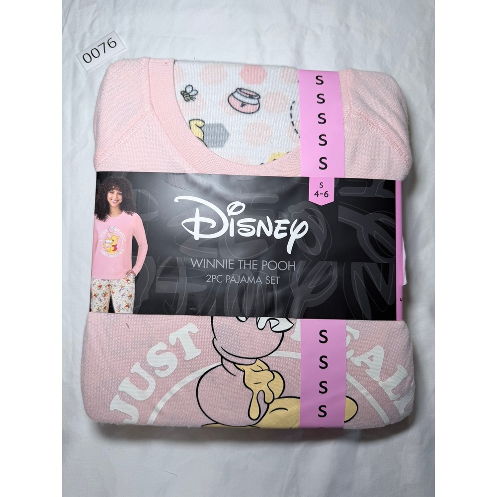 Disney Winnie the Pooh 2 Piece Pajama Set Pink Just Really Like Snacks Womens S